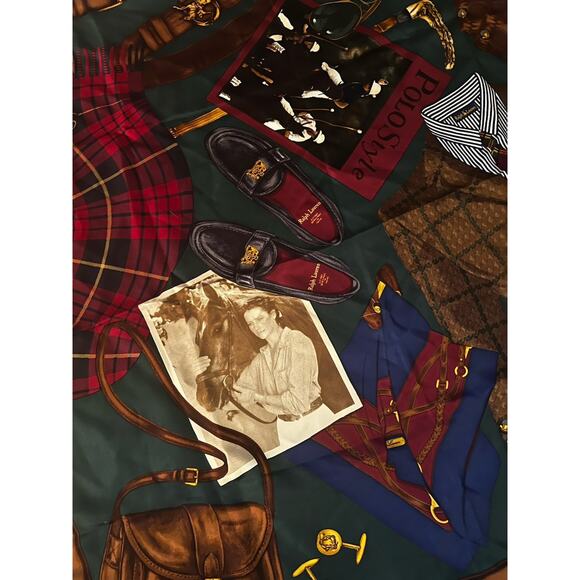 Ralph Lauren Purple Label Collection Equestrian Loafers 34” Silk Scarf RARE - Picture 2 of 4